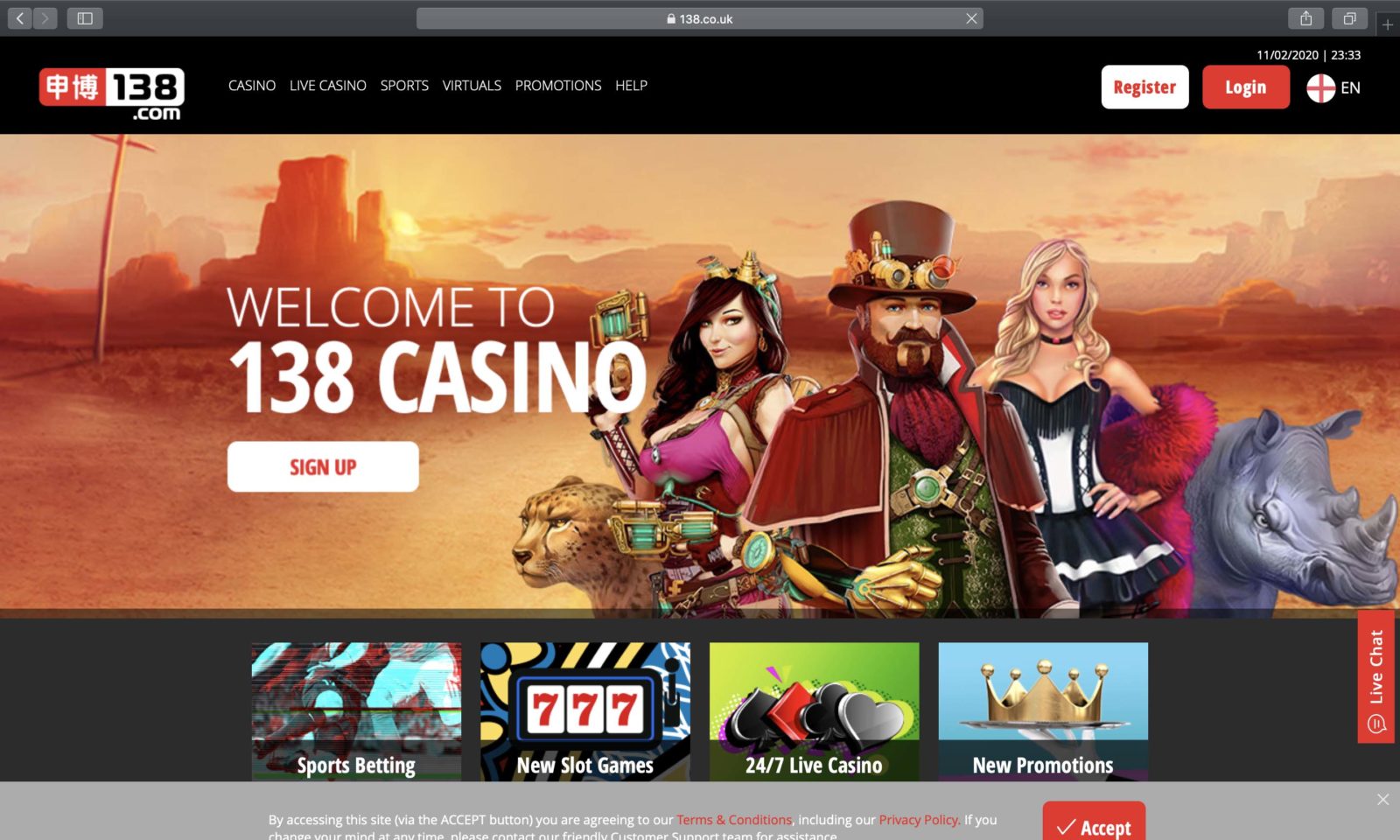 Screenshot of 138.co.uk