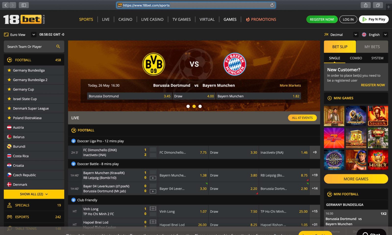 Screenshot of 18bet.com