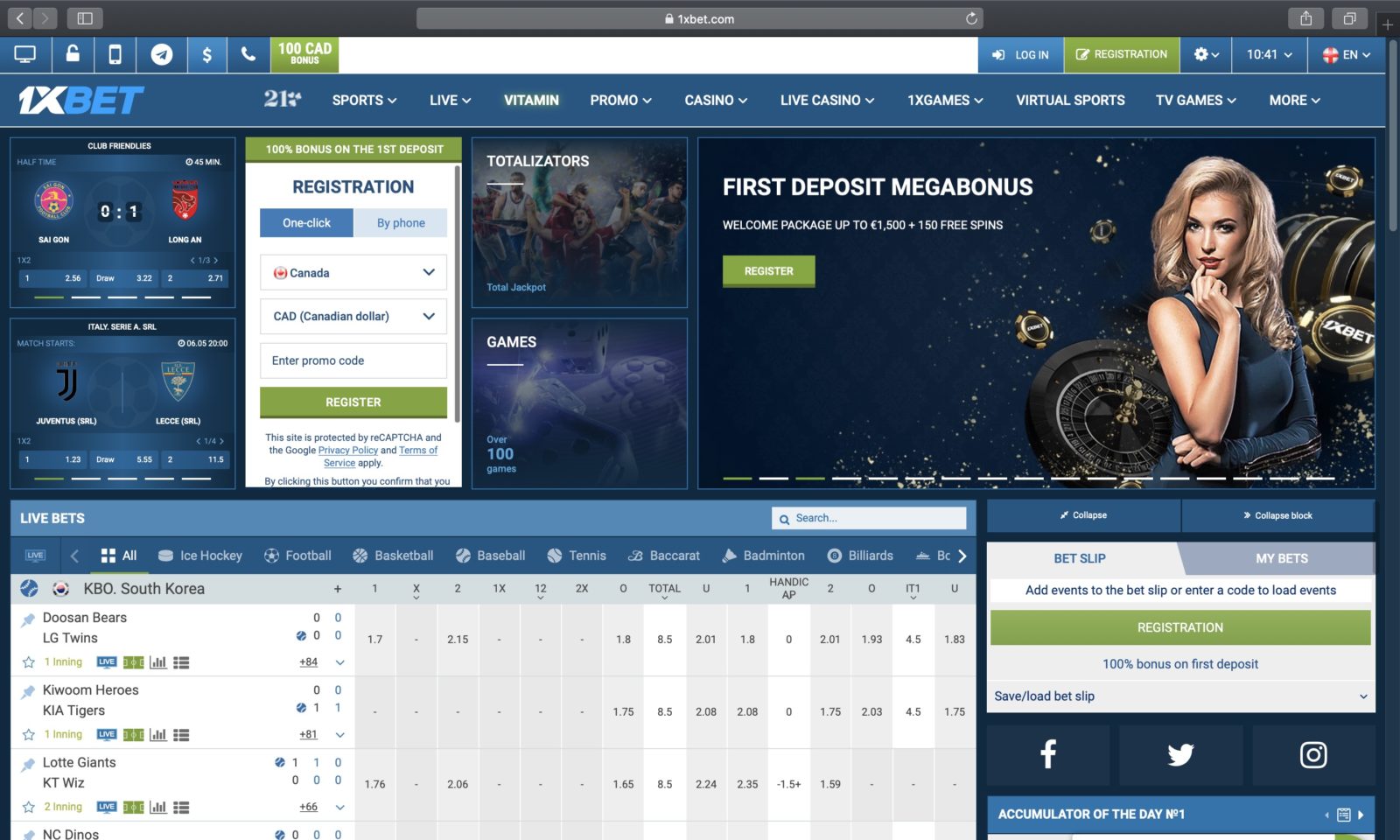 Screenshot of 1xbet.com