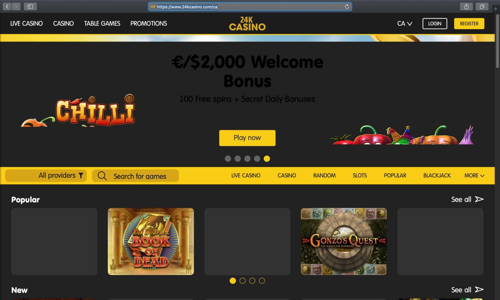 Screenshot of 24kcasino.com