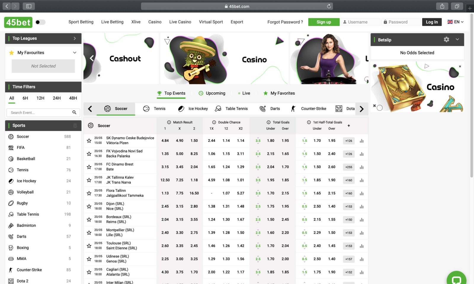 Screenshot of 45bet.com