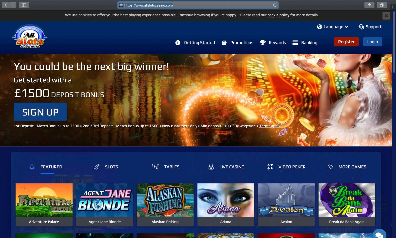 Screenshot of allslotscasino.com