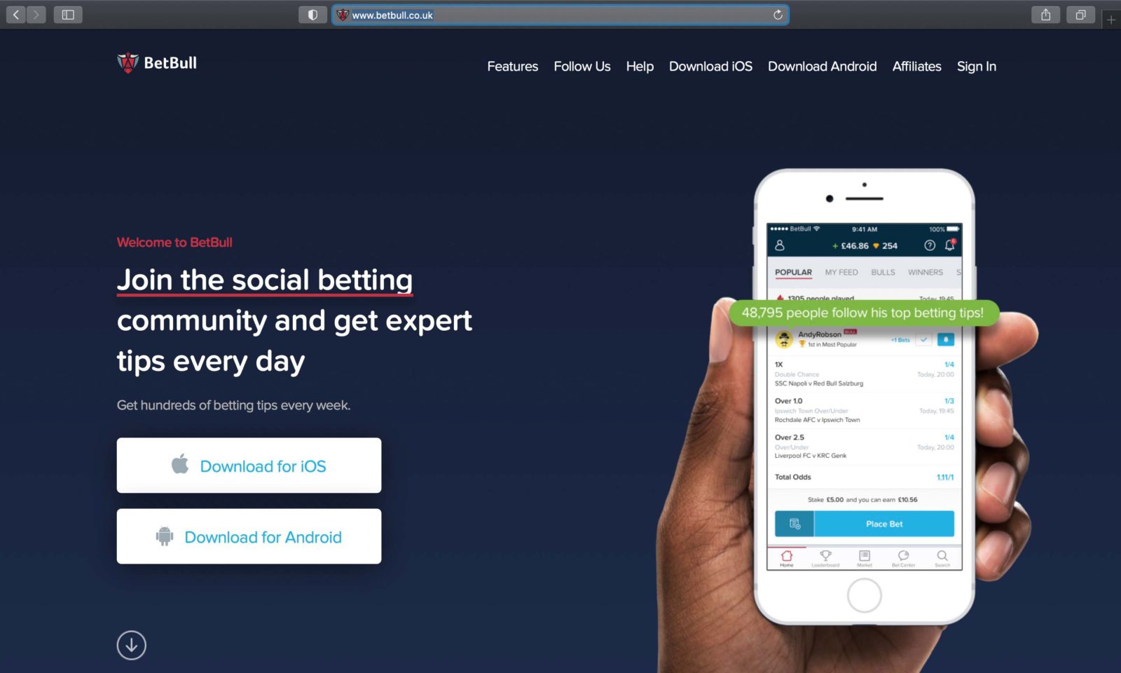 Screenshot of betbull.co.uk