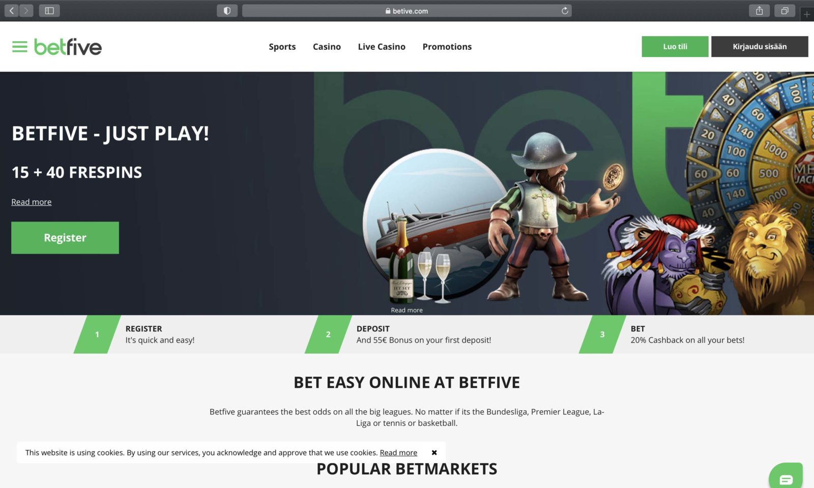 Screenshot of betive.com