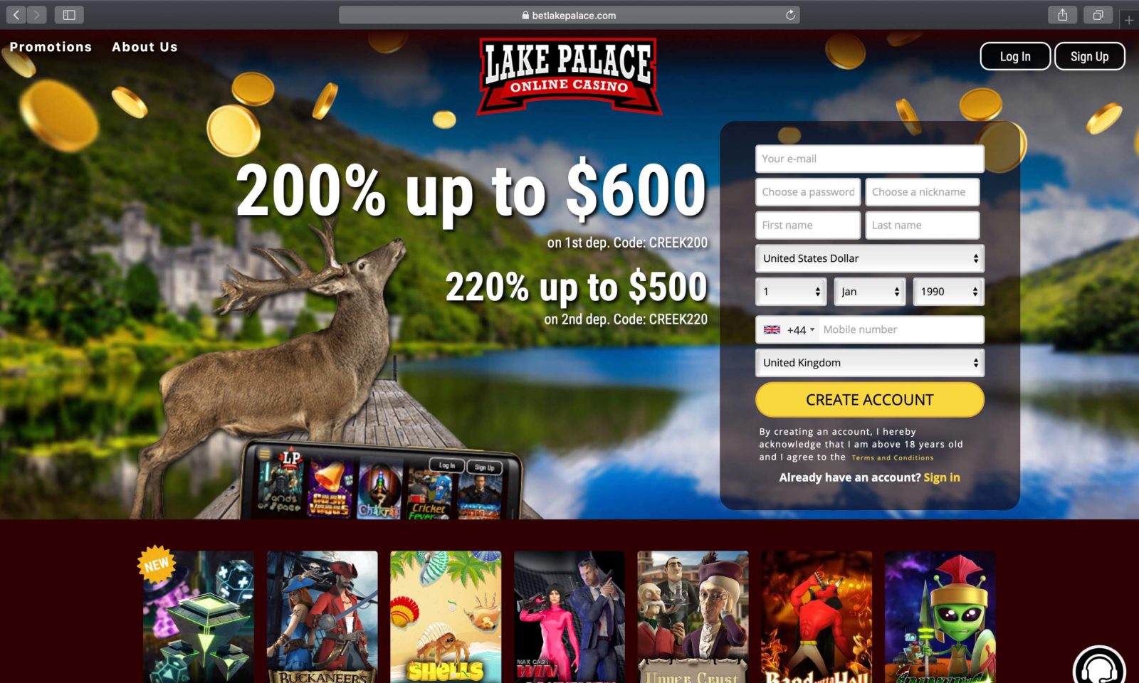 Screenshot of betlakepalace.com