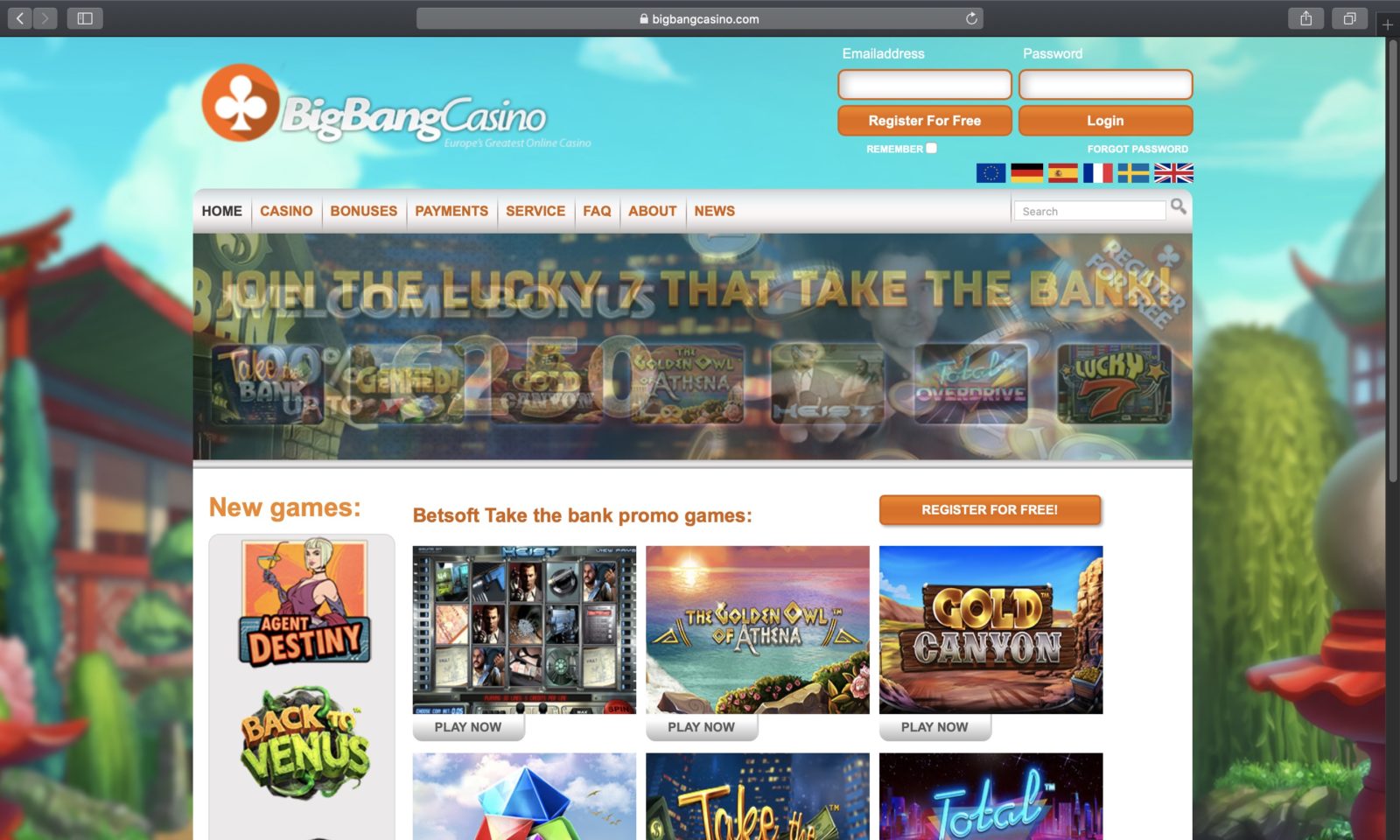 Screenshot of bigbangcasino.com