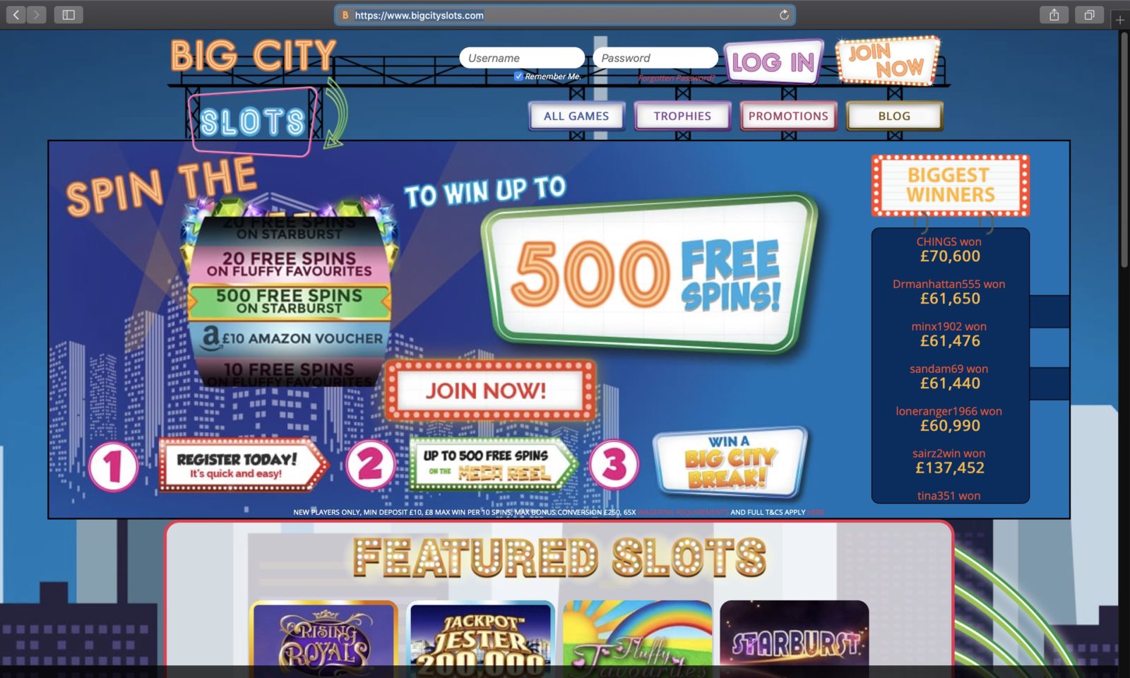 Screenshot of bigcityslots.com