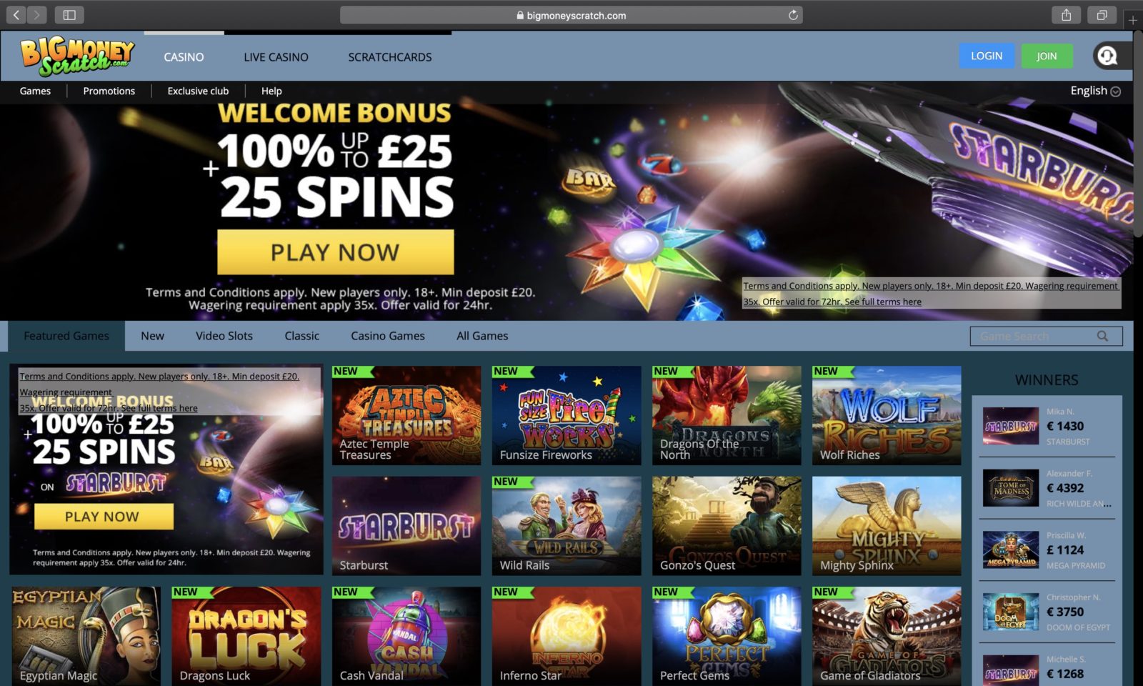 Screenshot of bigmoneyscratch.com