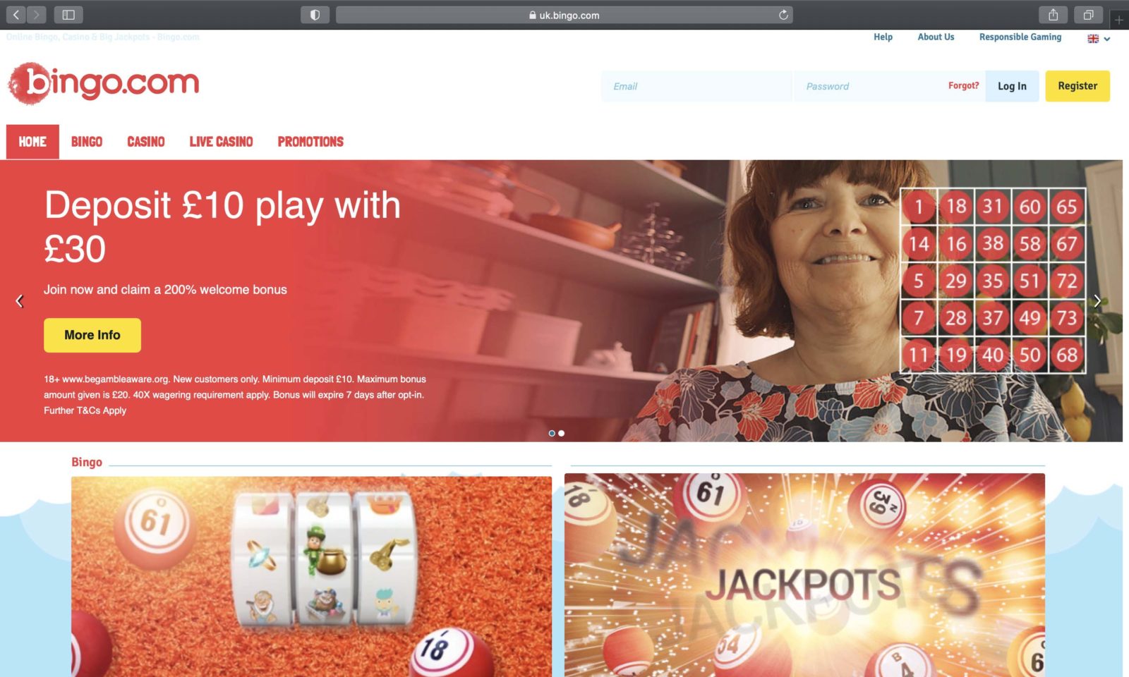 Screenshot of bingo.com