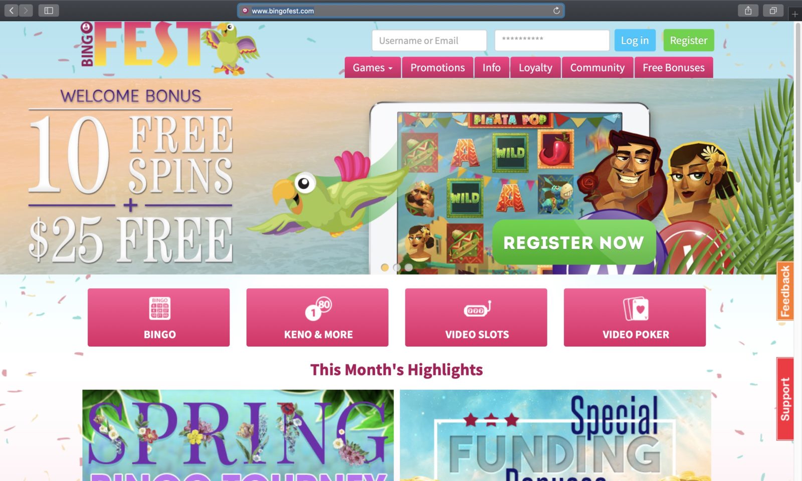 Screenshot of bingofest.com