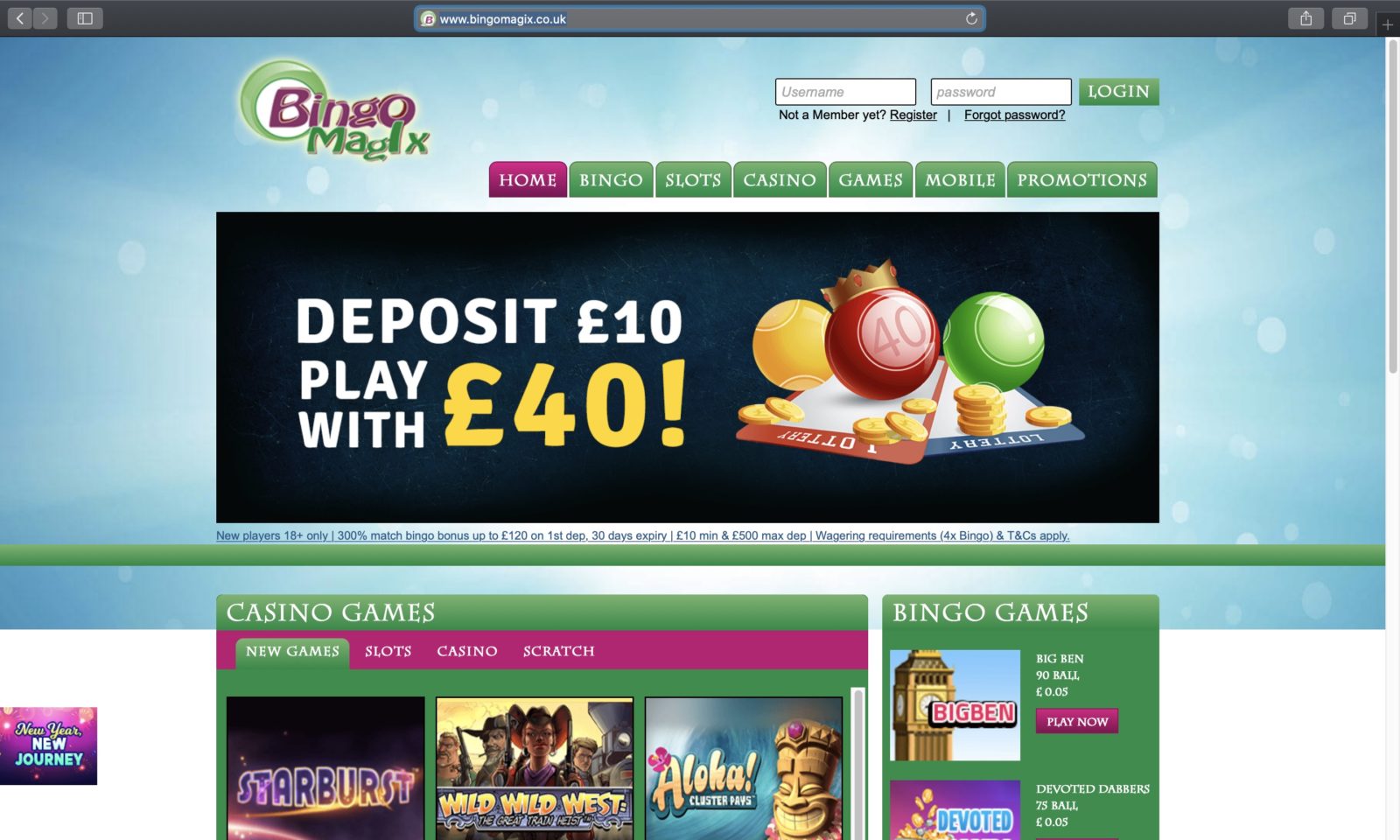 Screenshot of bingomagix.co.uk