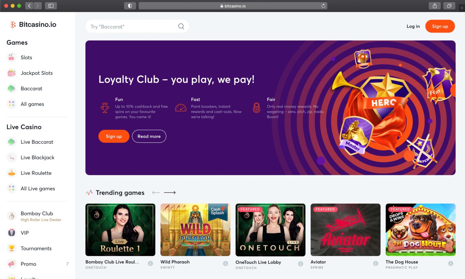 Screenshot of bitcasino.io