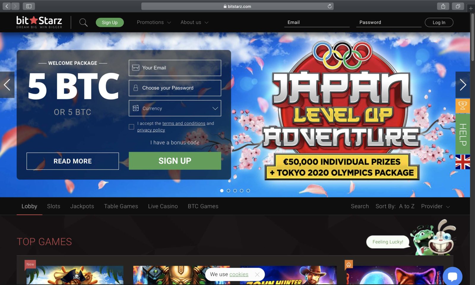 Screenshot of bitstarz.com