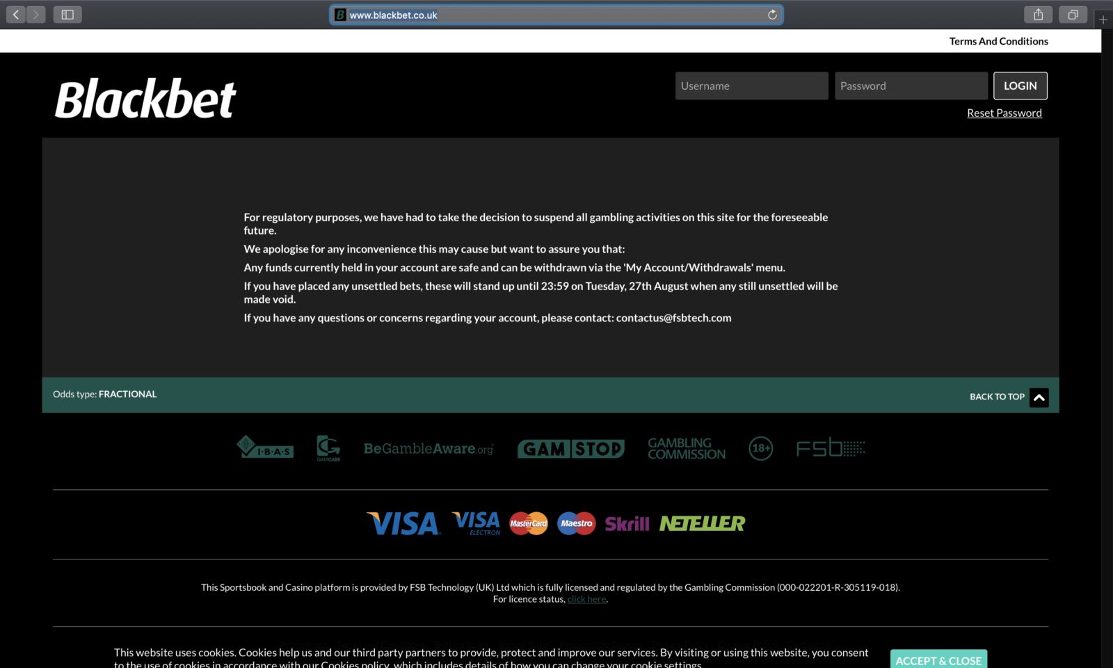 Screenshot of blackbet.co.uk