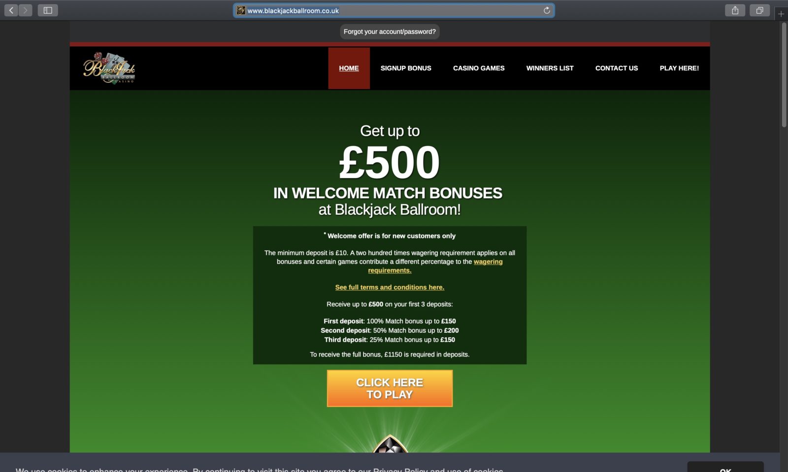 Screenshot of blackjackballroom.co.uk