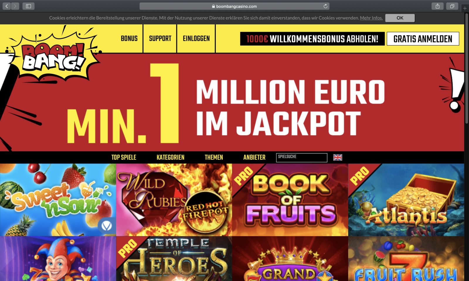 Screenshot of boombangcasino.com