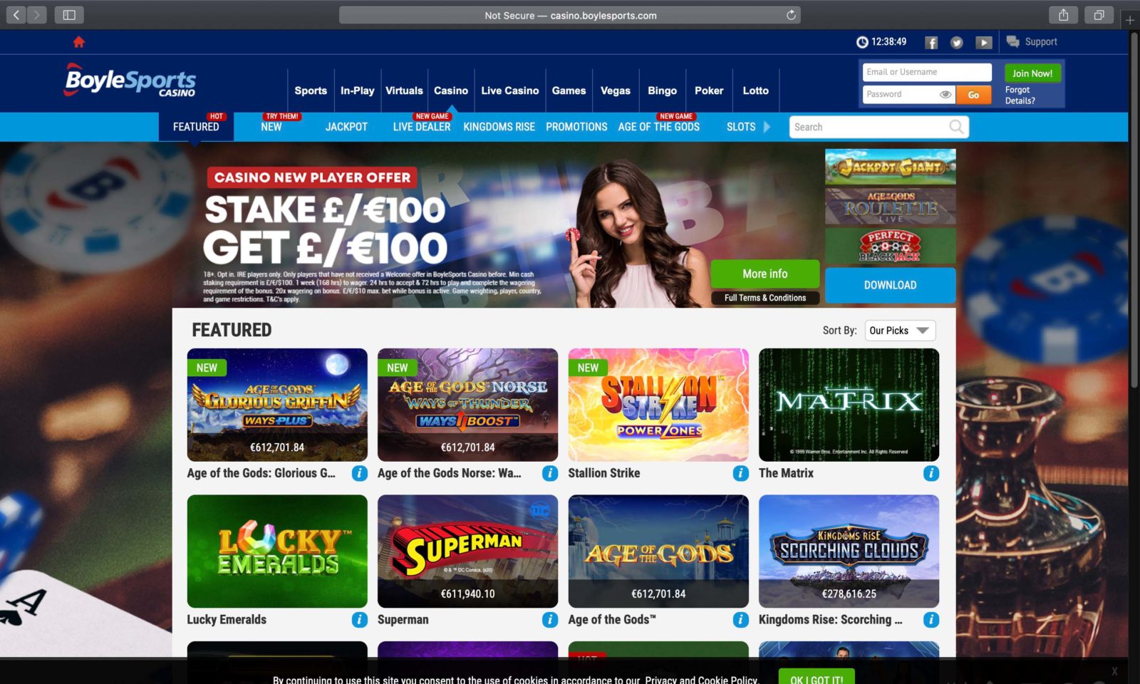 Screenshot of boylecasino.com