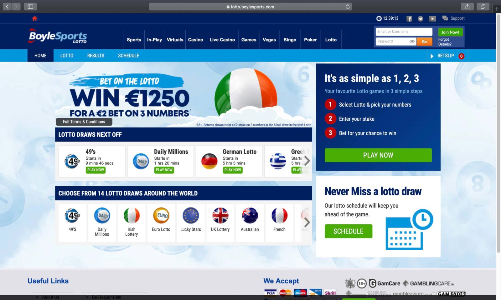 Screenshot of boylelotto.com
