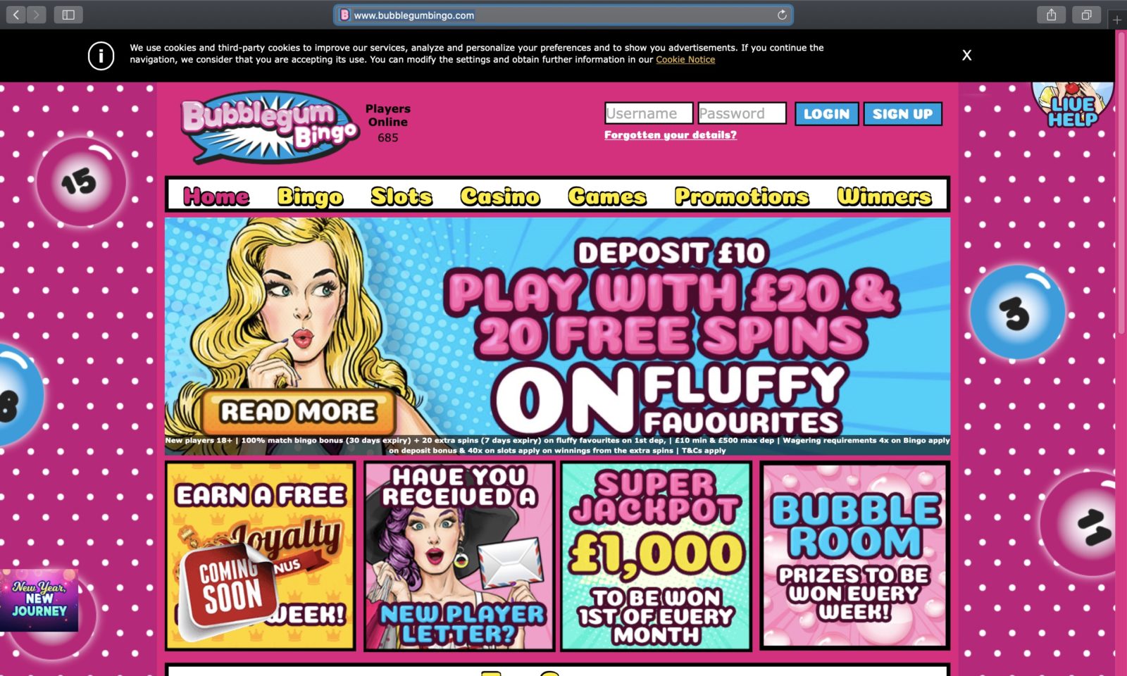 Screenshot of bubblegumbingo.com