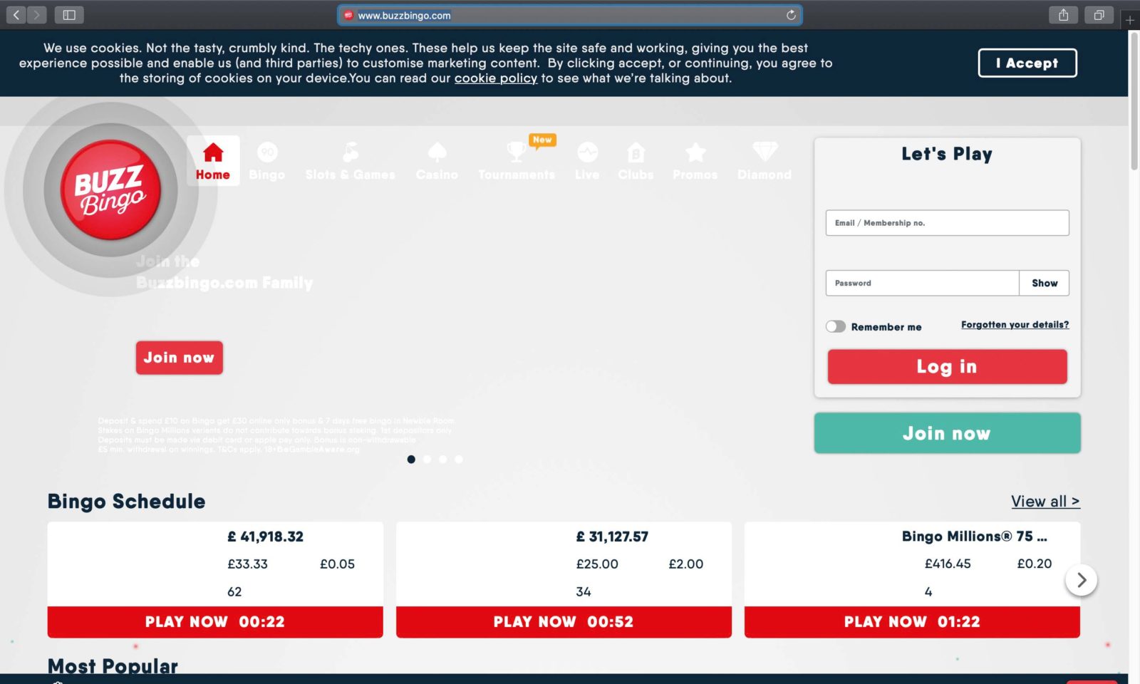 Screenshot of buzzbingo.com