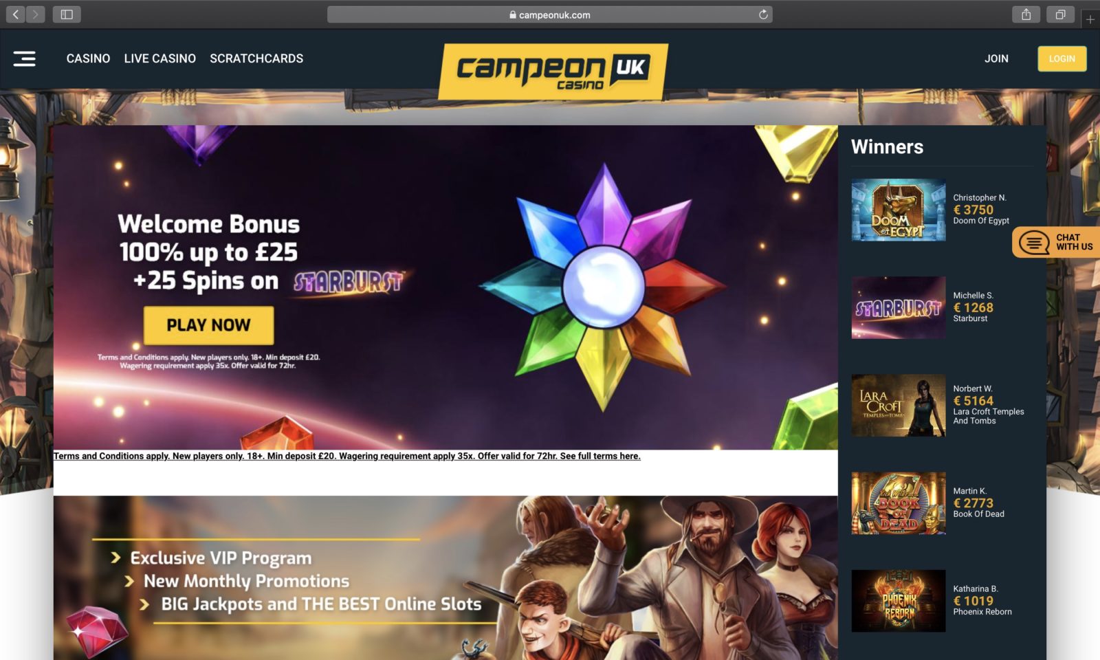 Screenshot of campeonuk.com