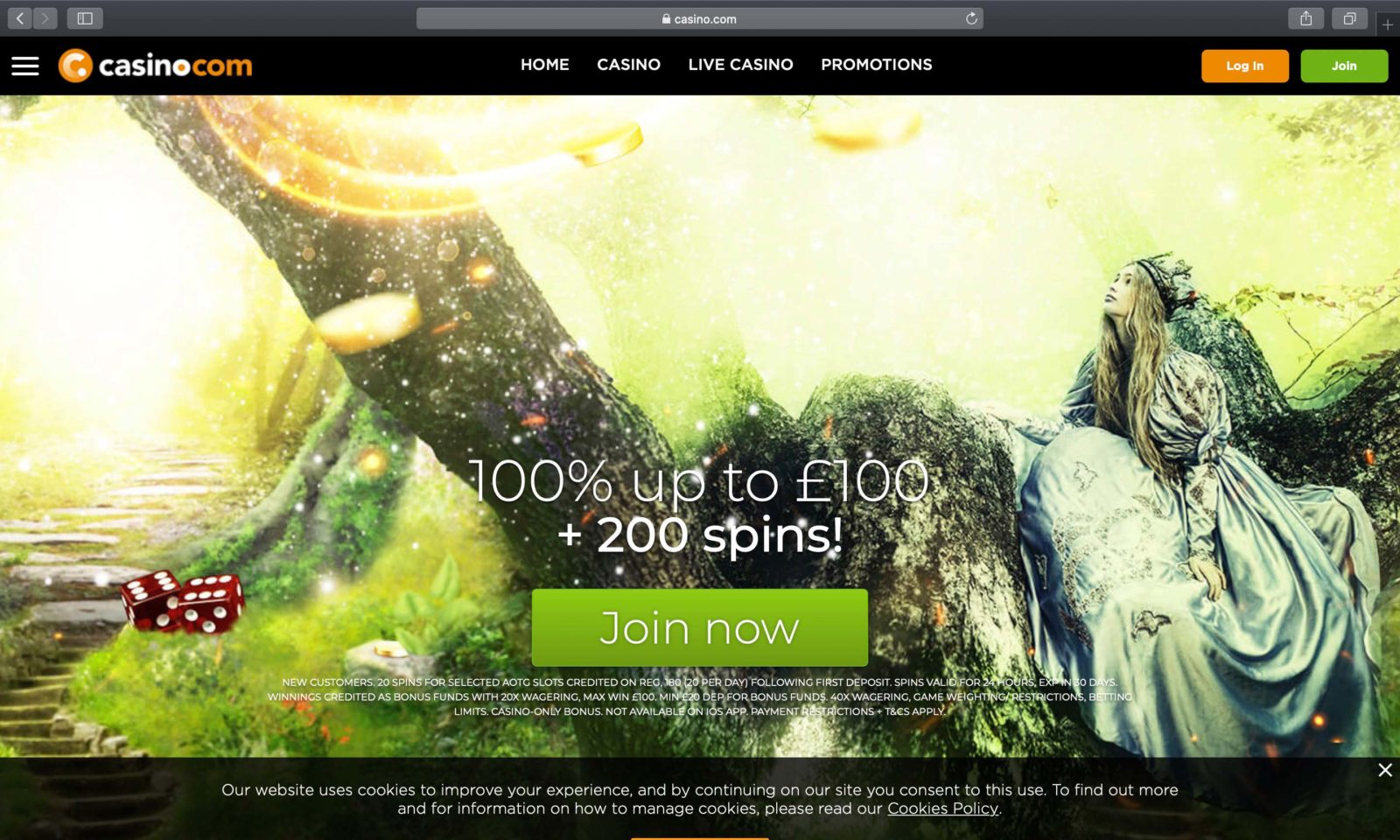 Screenshot of casino.com