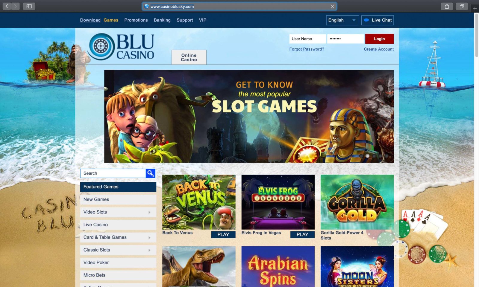 Screenshot of casinoblusky.com