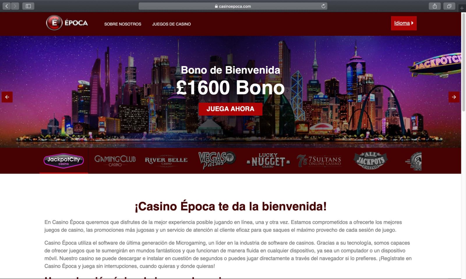 Screenshot of casinoepoca.com