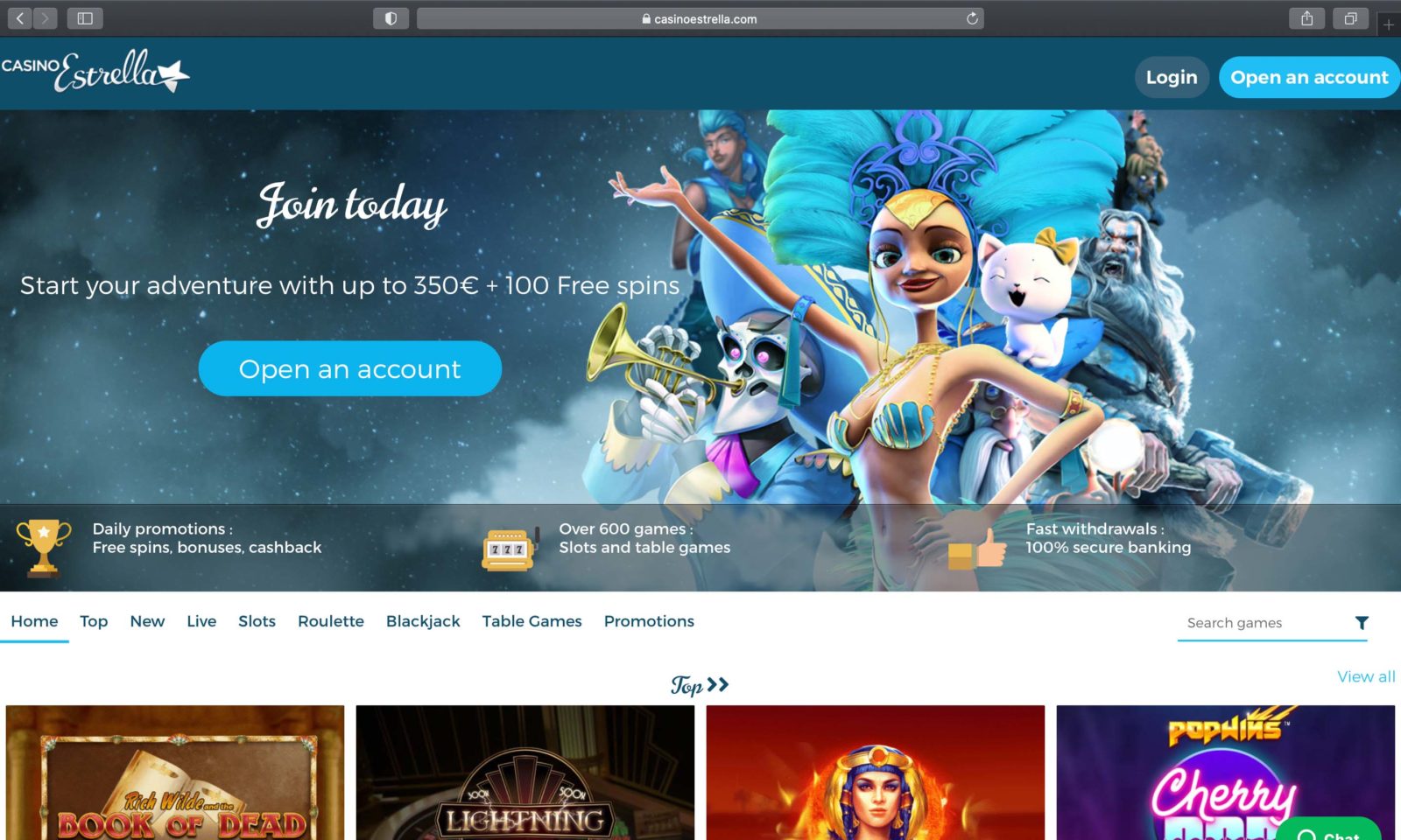 Screenshot of casinoestrella.com