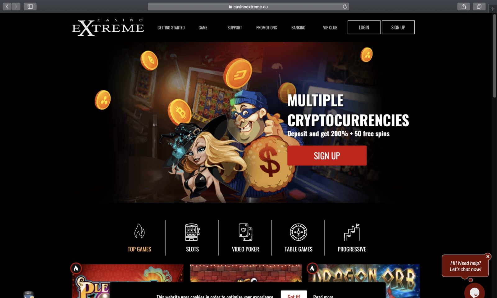 Screenshot of casinoextreme.com