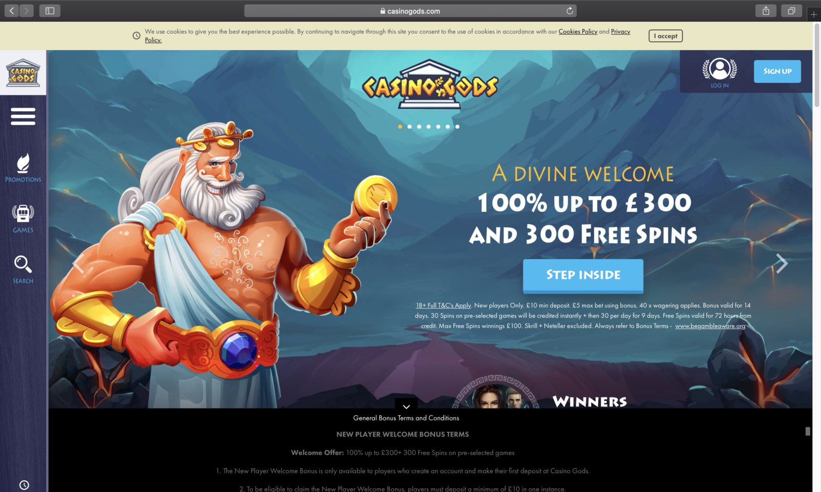 Screenshot of casinogods.com