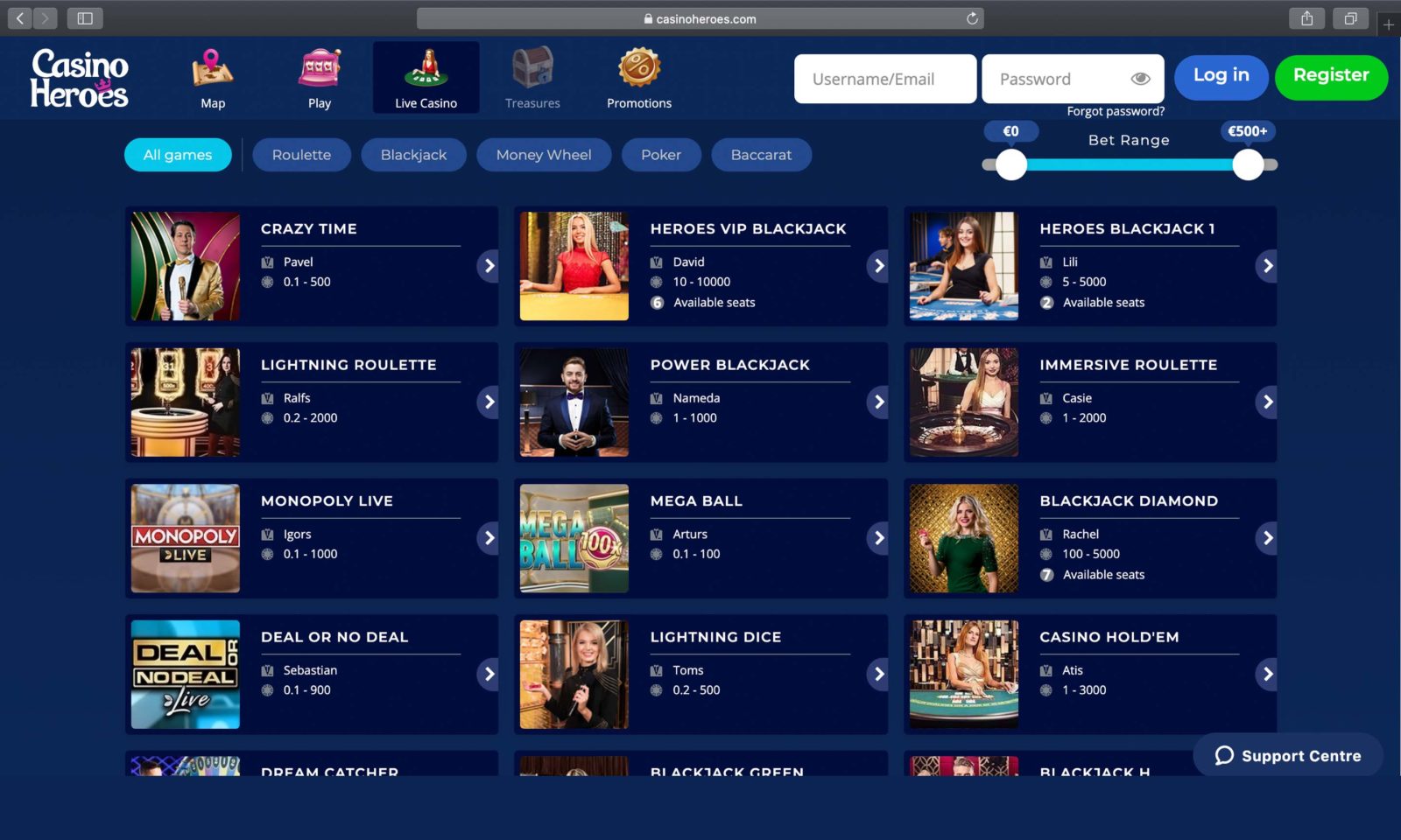 Screenshot of casinoheroes.com