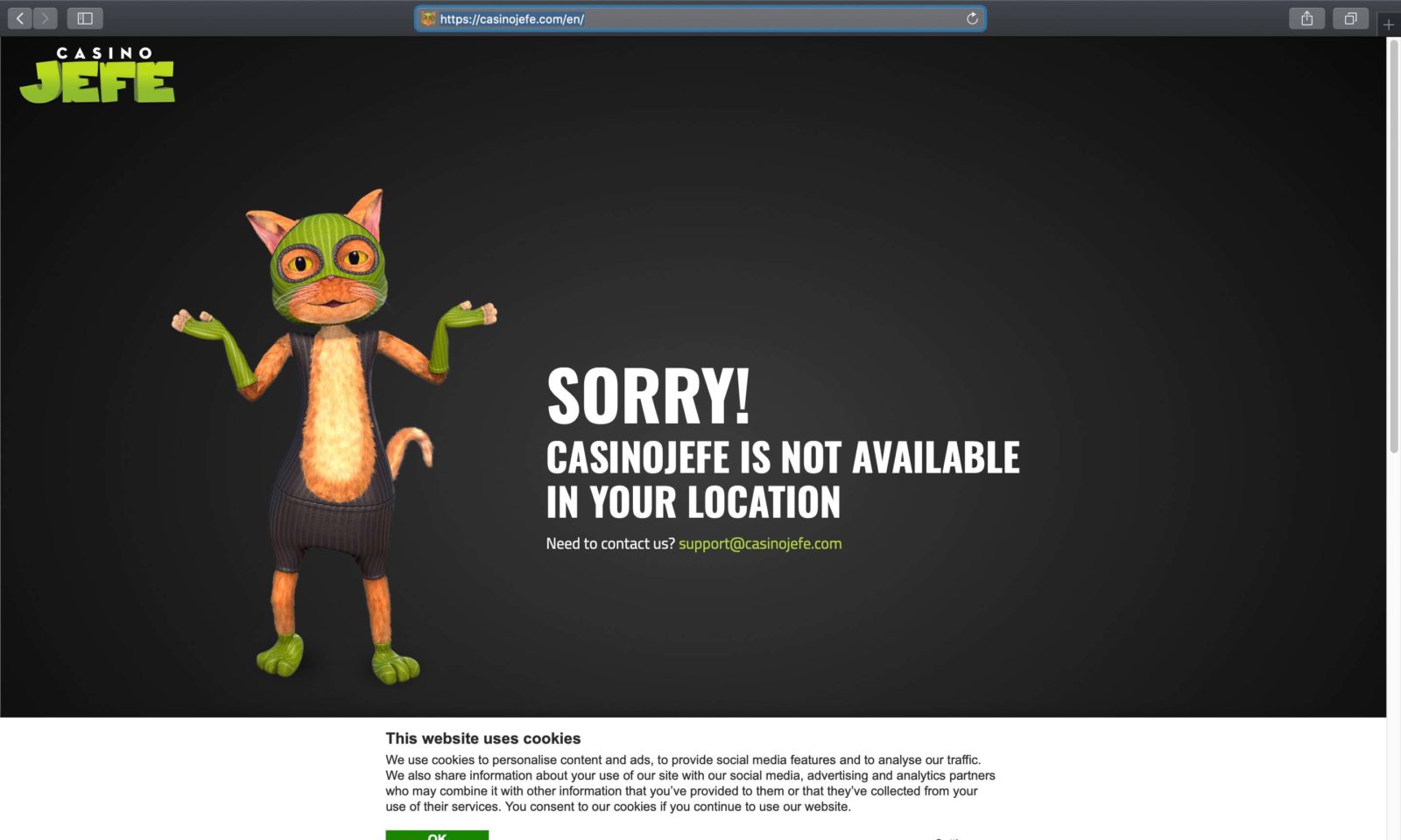 Screenshot of casinojefe.com