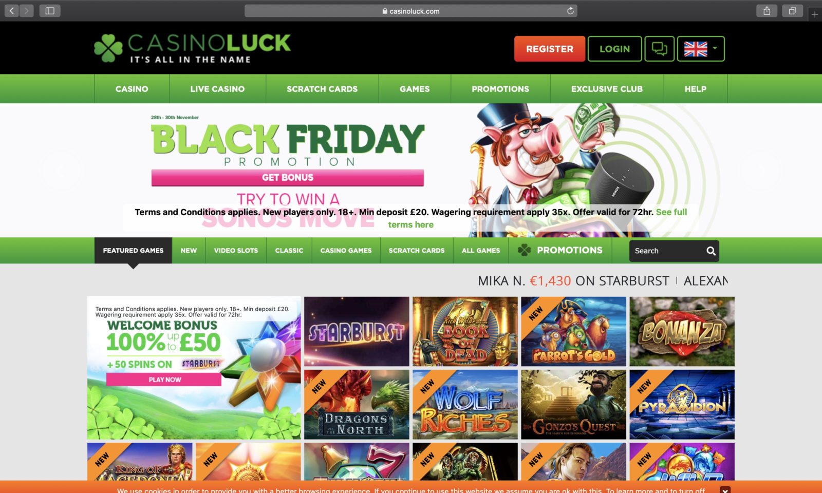 Screenshot of casinoluck.com
