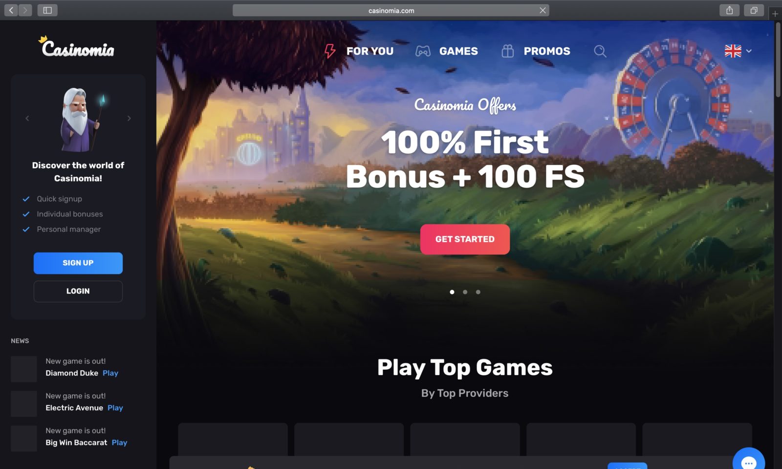 Screenshot of casinomia.com