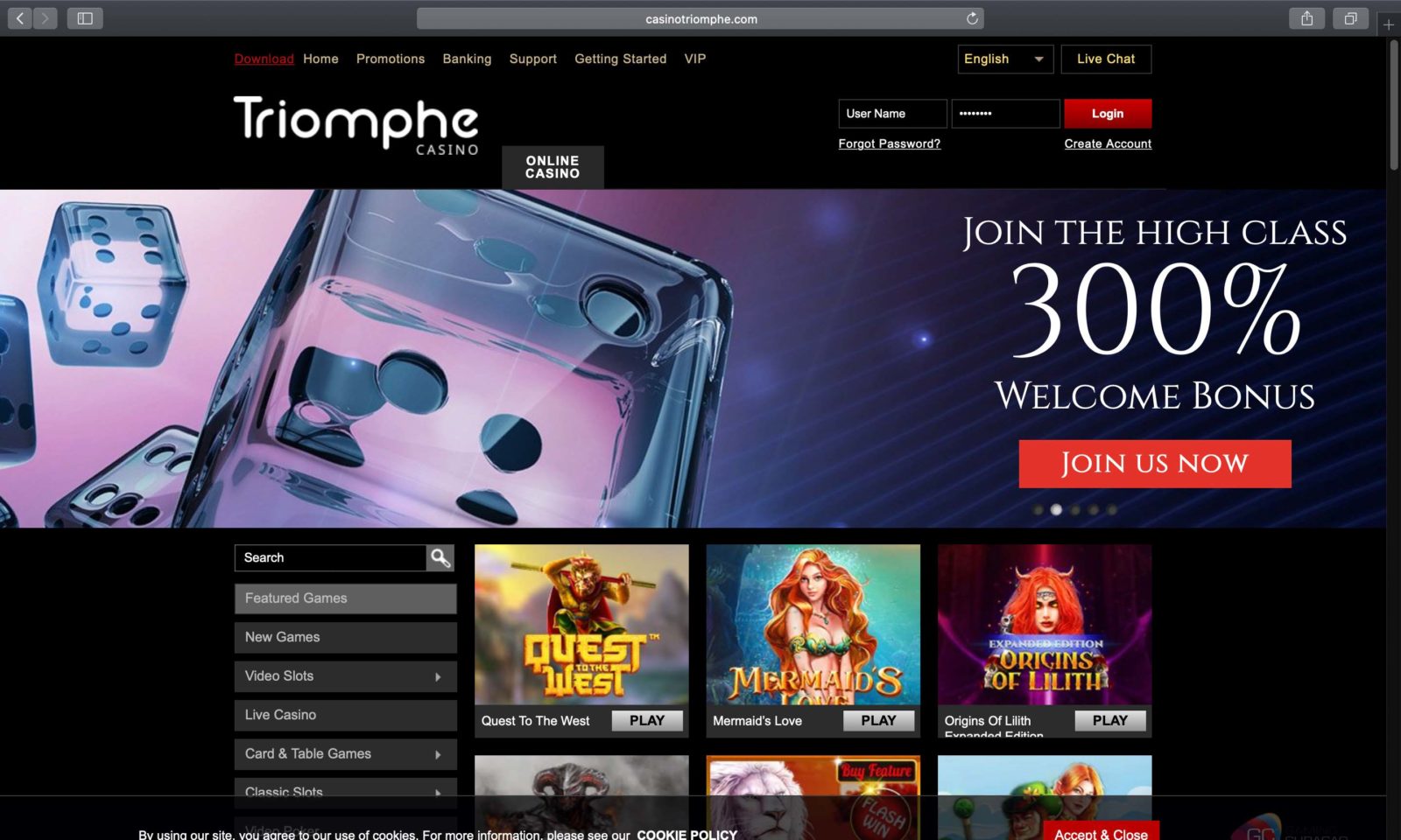 Screenshot of casinotriomphe.com