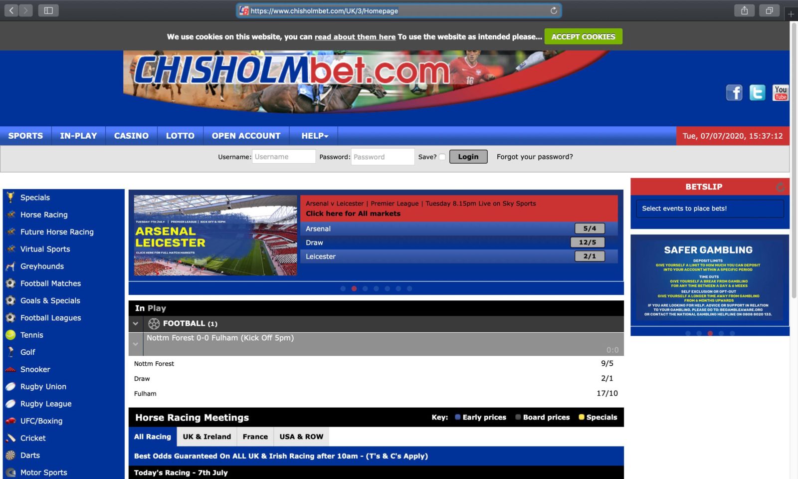 Screenshot of chisholmbet.com