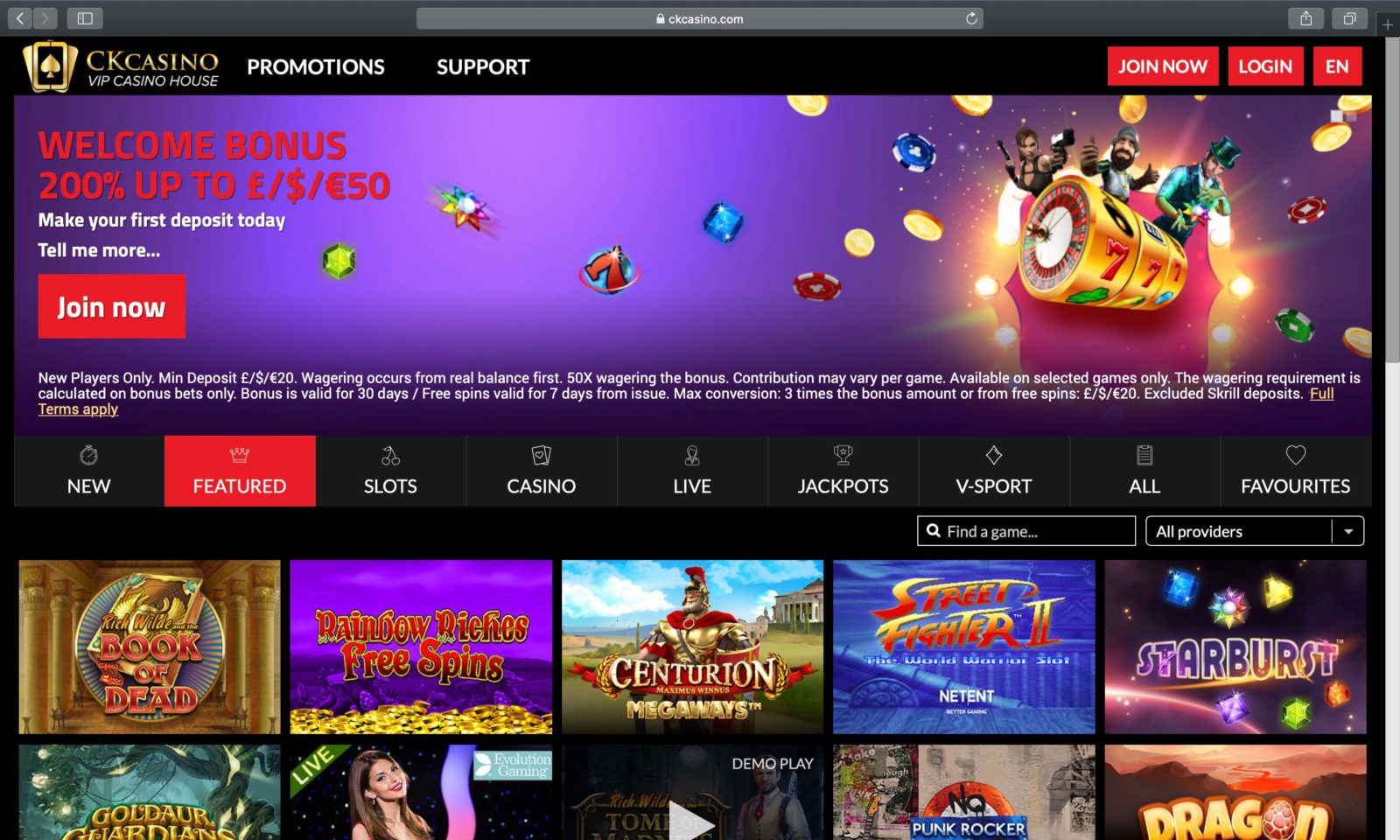 Screenshot of ckcasino.com