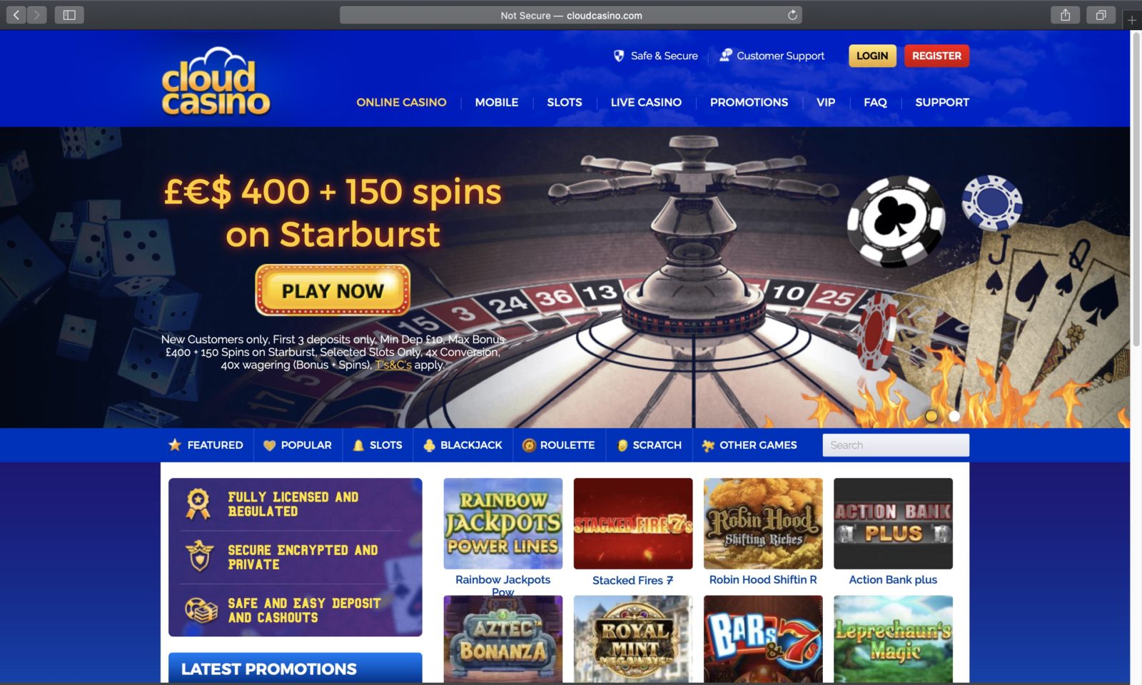 Screenshot of cloudcasino.com