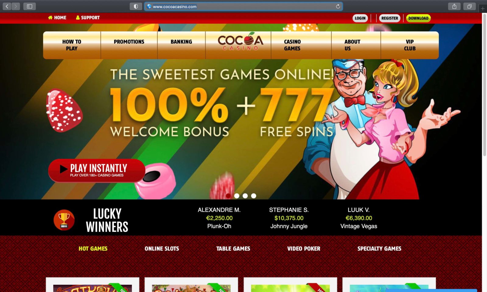 Screenshot of cocoacasino.com