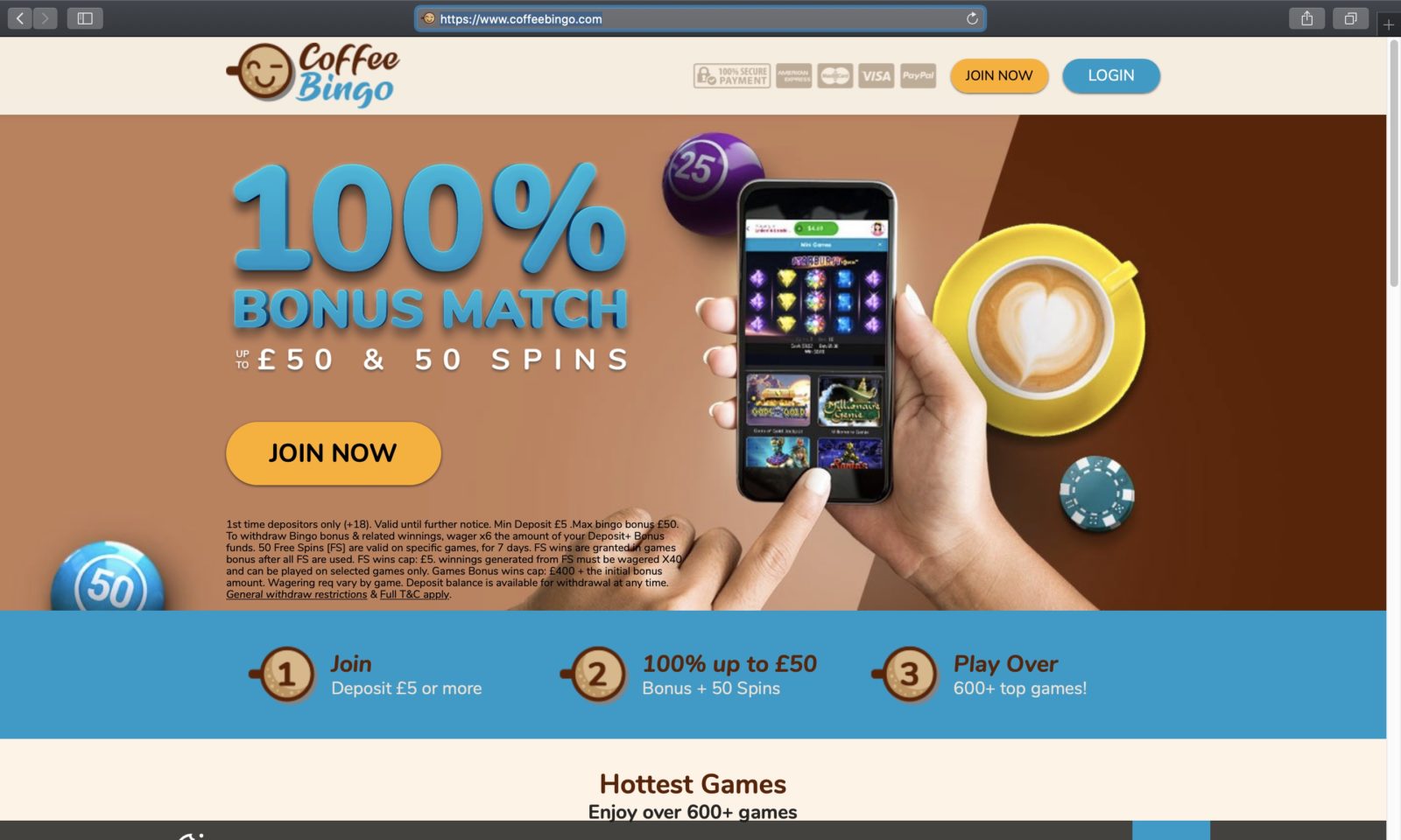 Screenshot of coffeebingo.com