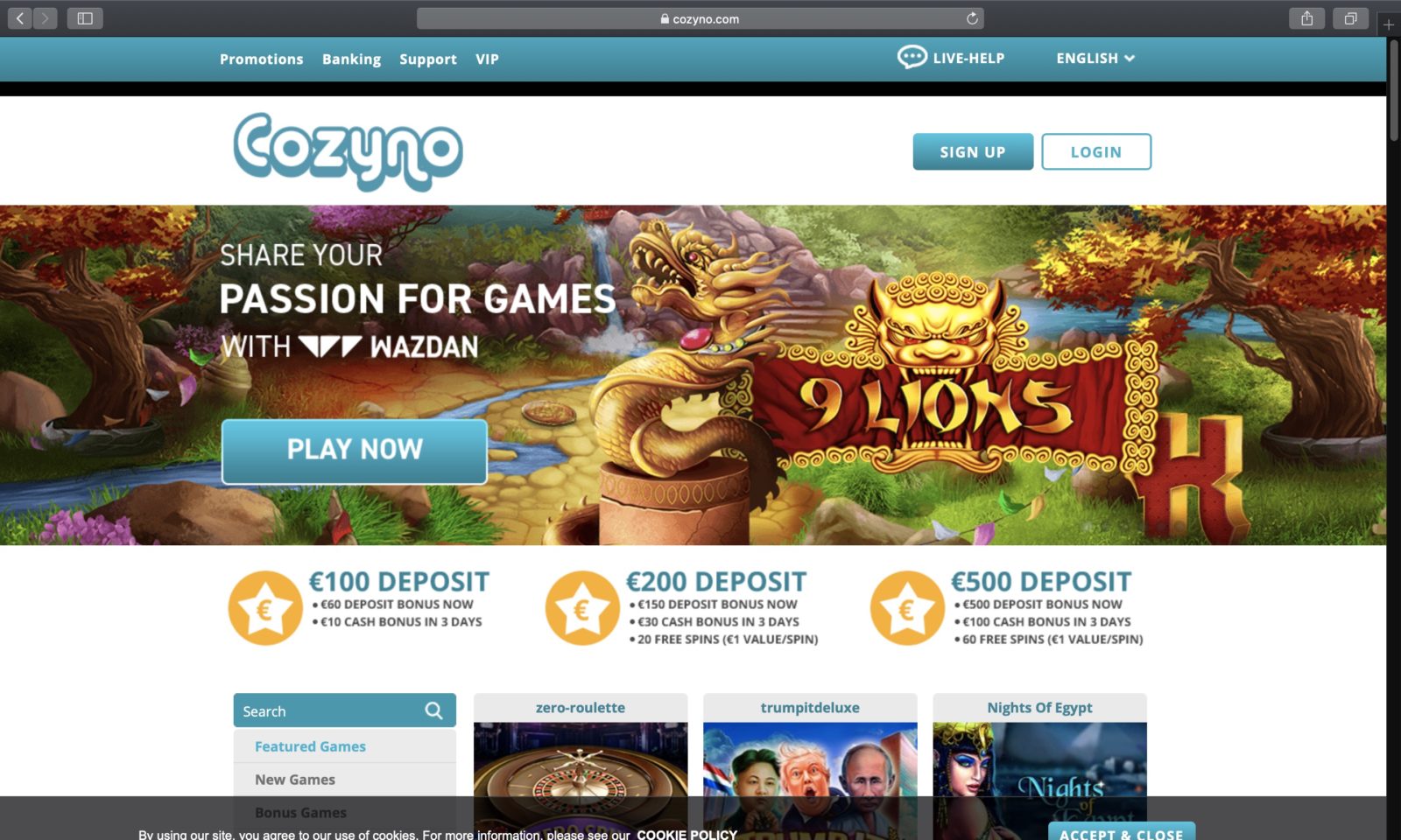 Screenshot of cozyno.com
