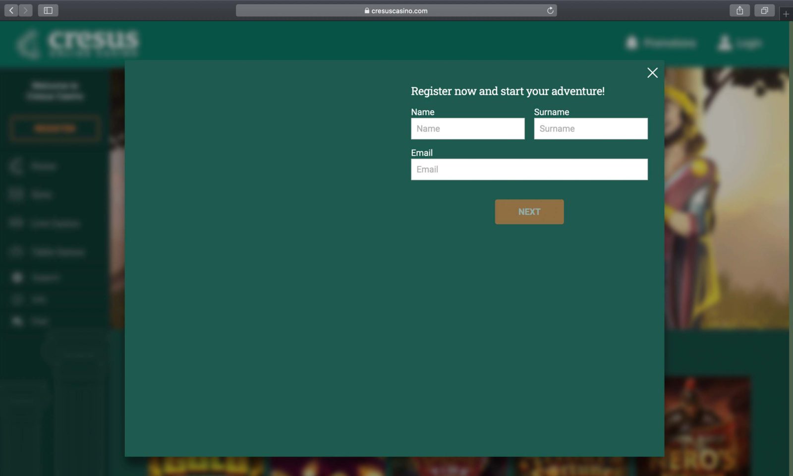 Screenshot of cresuscasino.com