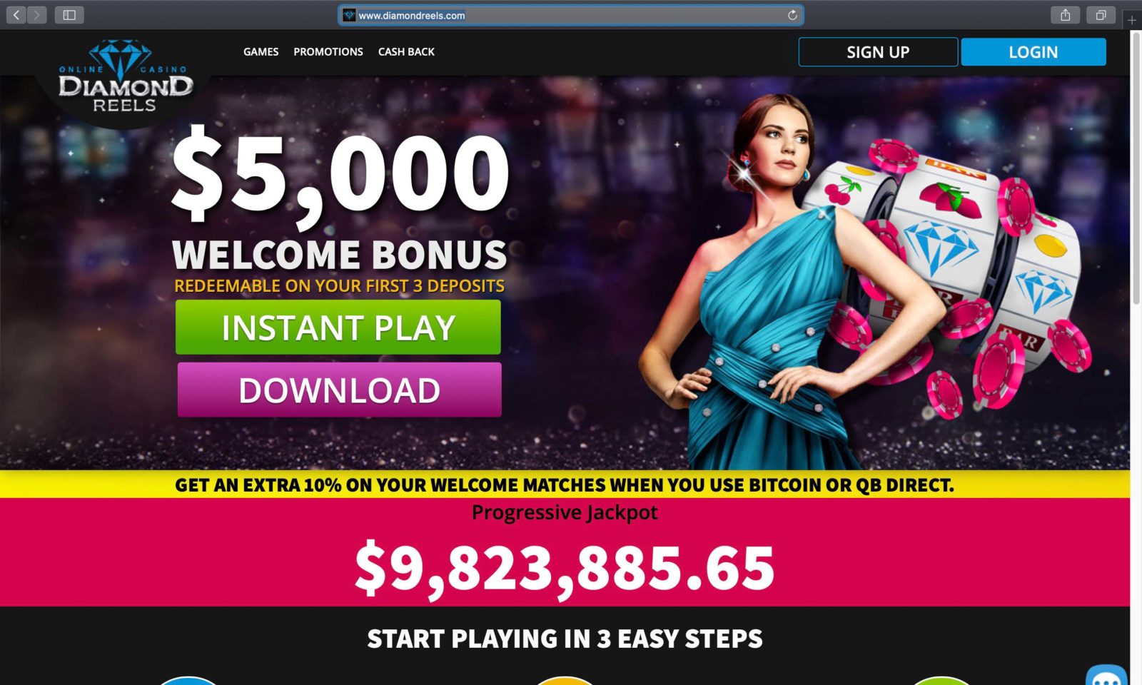 Screenshot of diamondreels.com