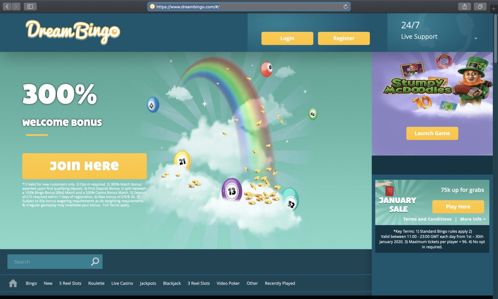 Screenshot of dreambingo.com