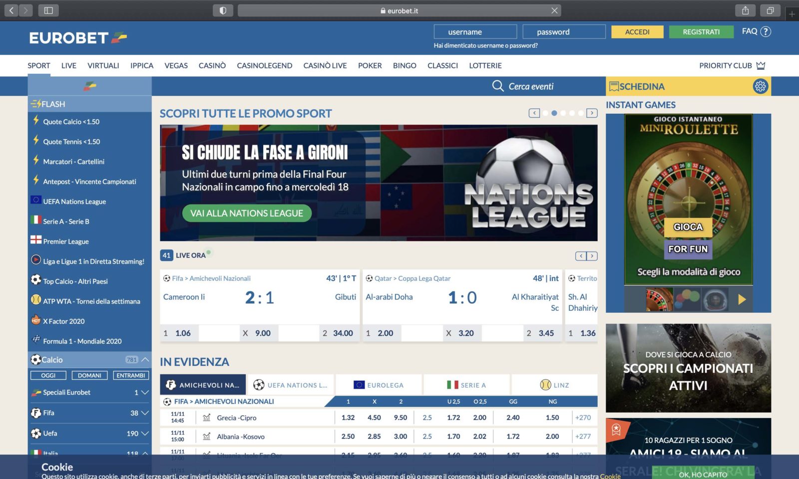Screenshot of eurobet.it