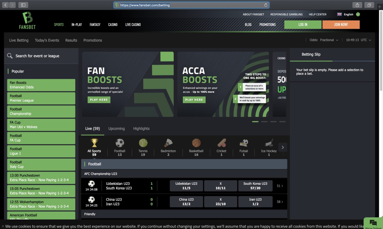 Screenshot of fansbet.com