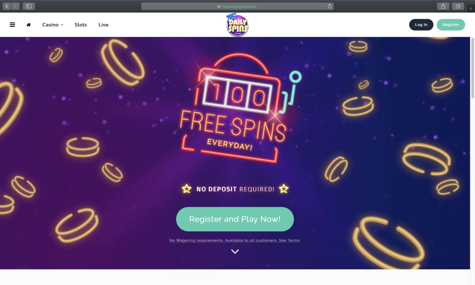 Screenshot of freedailyspins.com
