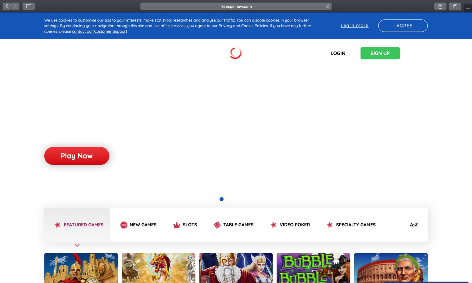 Screenshot of freespinnew.com