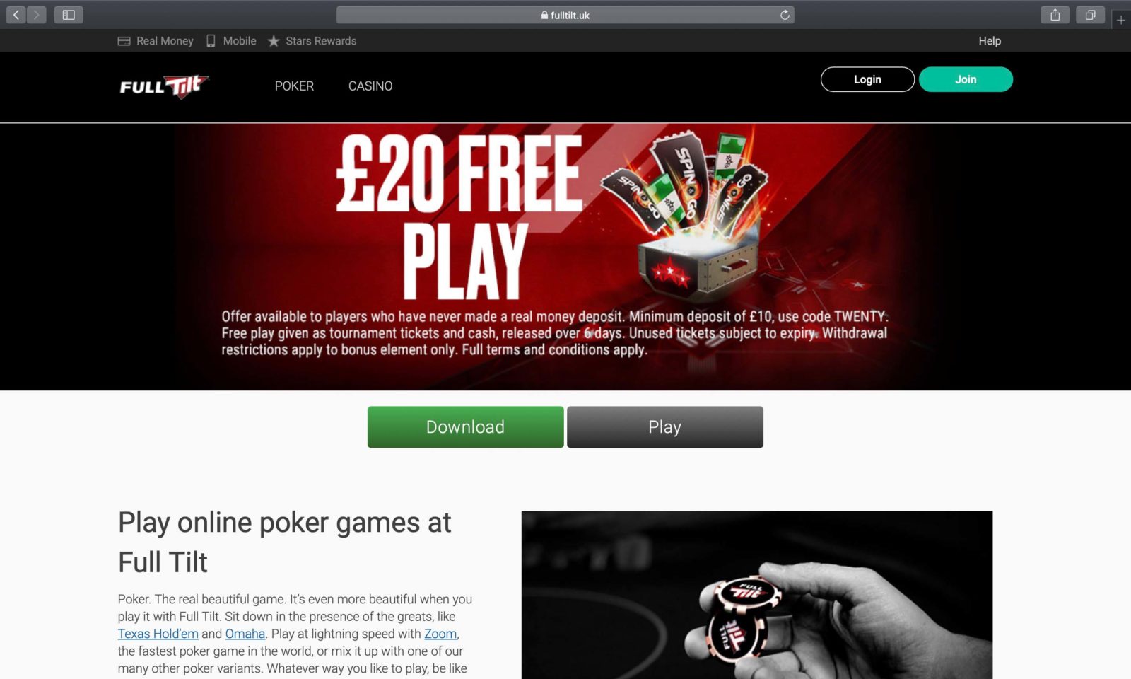 Screenshot of fulltilt.com